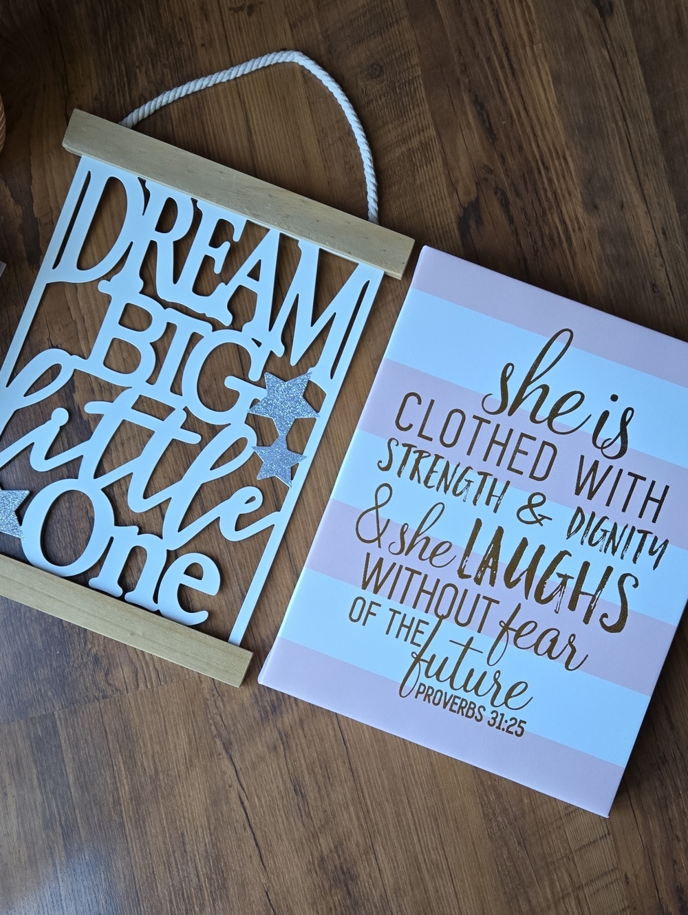 Neutral and Pink Girls Bedroom Wall Signs